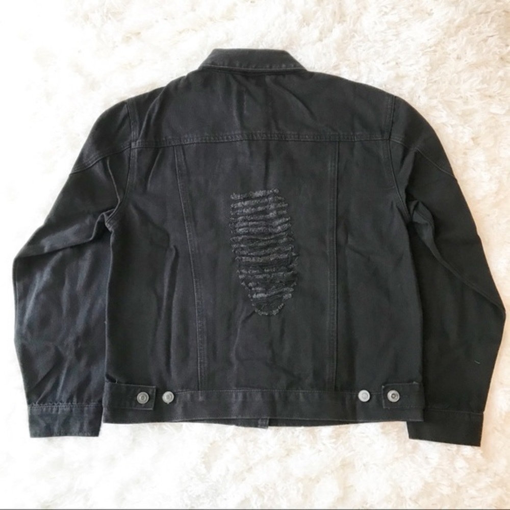 Love Tree Black Slim Denim Jacket with Studs Sz S - Picture 2 of 8